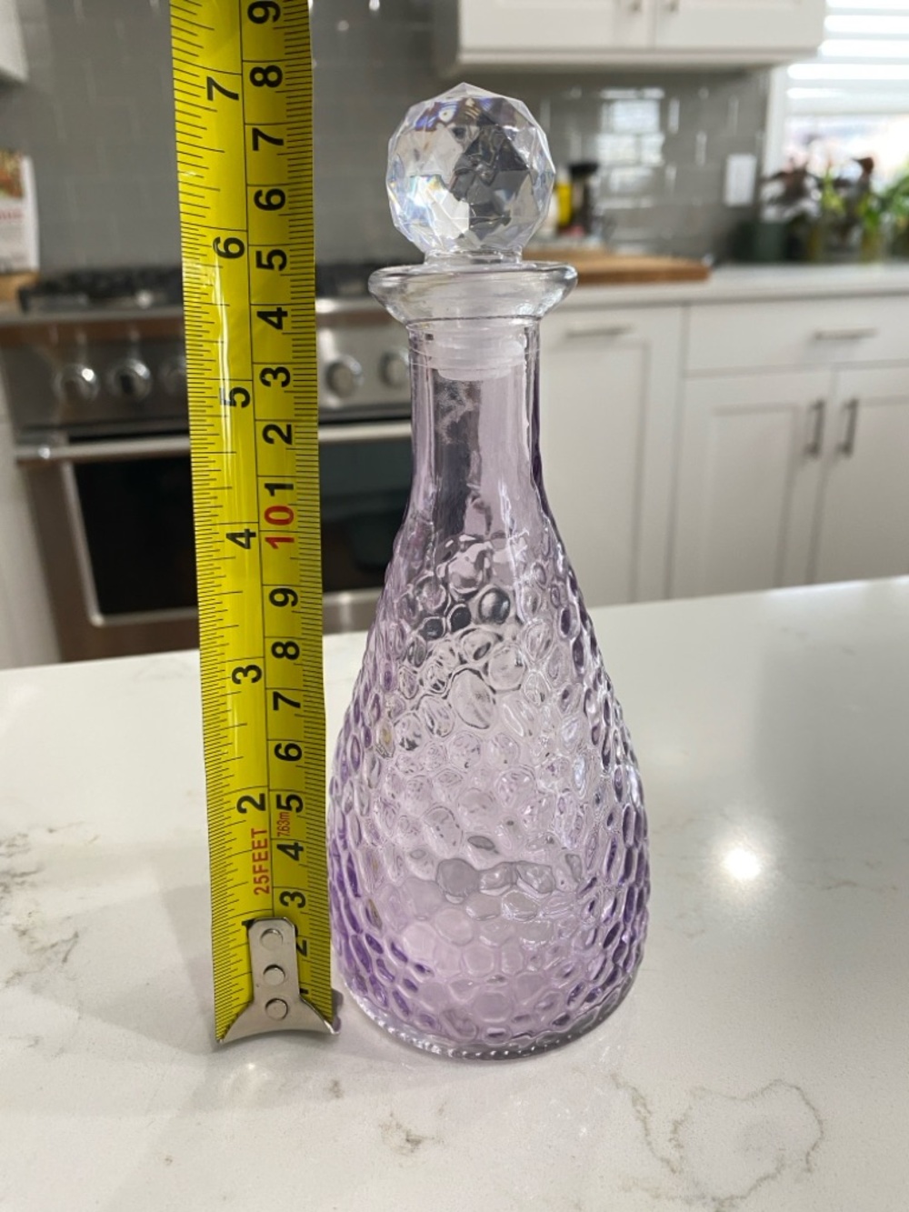TRU HEART BRAND Lavender Hammered Glass Bottle with Stopper - Picture 2 of 2
